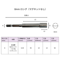 電動ドライバー用. 六角ソケット 8mm